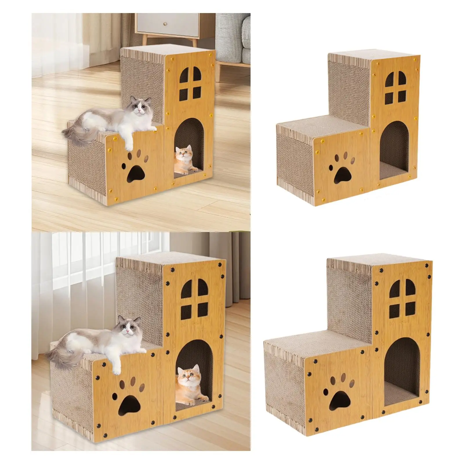 Cardboard Cat House Double Layer Cat Scratcher Cave Comfortable Versatile Furniture Protector for Kittens Living Room Terrace