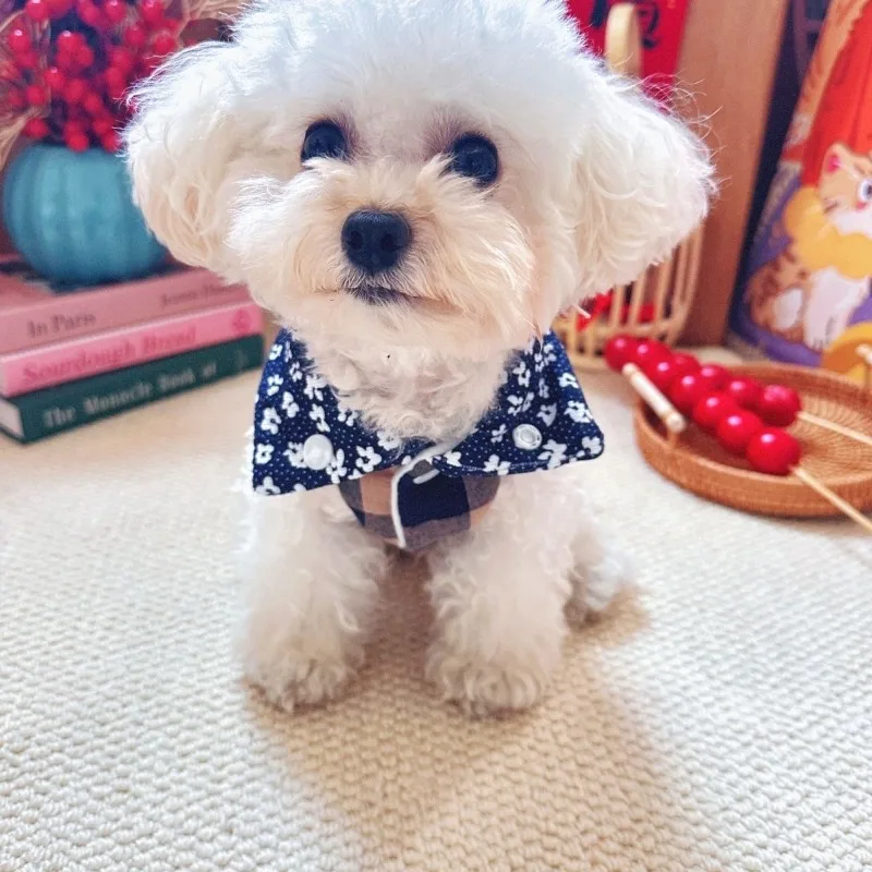 Chaleco de invierno peluche con flores para gatos y perros pequeños - imagen 4