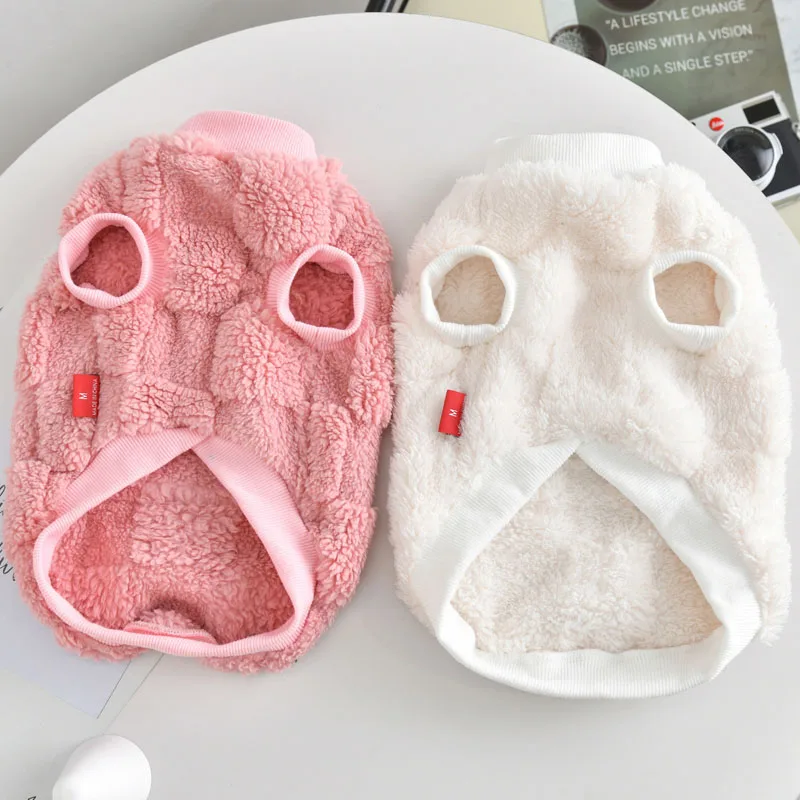 Ropa de lana para perros, sudaderas con capucha blancas y rosas de invierno, disfraz para perros pequeños y grandes, sudadera de manga corta Chihuahua Yorkshire, suéter XXXL - imagen 3