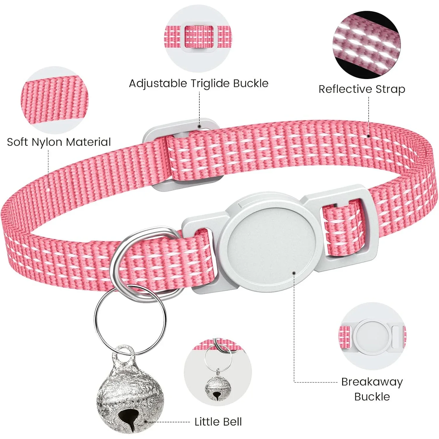 Paquete de 5 collares para gatos con campana, accesorios para gatos, collares reflectantes ajustables para mascotas con campanas, collar pequeño para gatos para gatitos - imagen 5