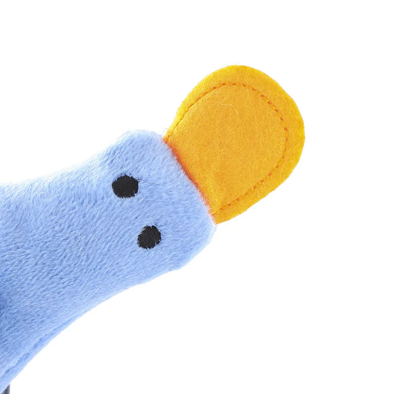 Juguete para perros con forma de pato de peluche chirriante, juguete para masticar resistente a mordeduras con sonido, juguete interactivo para moler dientes para perros, lindos suministros para mascotas