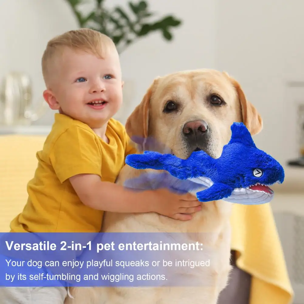 Juguete interactivo para perro, tiburón de peluche recargable, pez Wiggly, suministros para perros pequeños, medianos y grandes - imagen 3