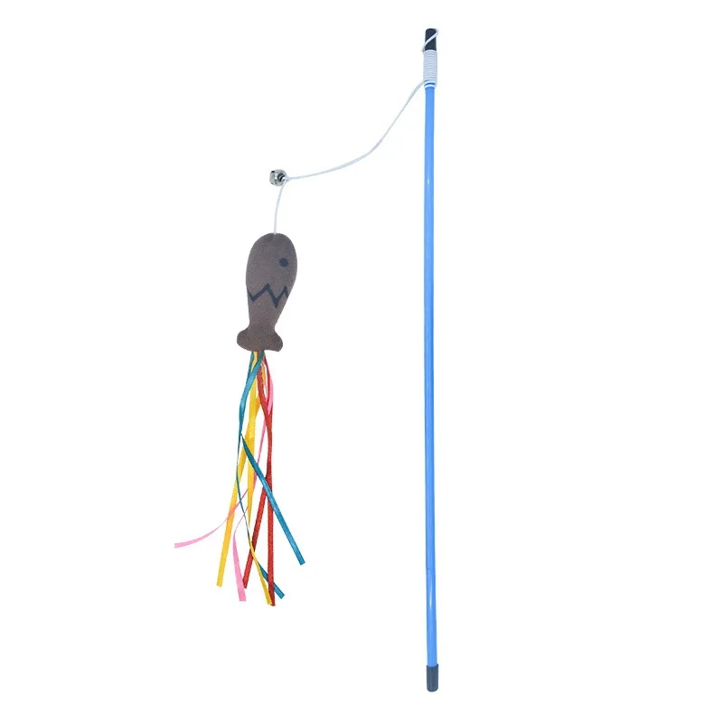 Juguete para gatos, varilla azul, cinta, pez, palo para gato, juguete loco para gato, pez, juguetes interactivos para gatos, juguetes para gatitos, juguetes con hierba gatera - imagen 4