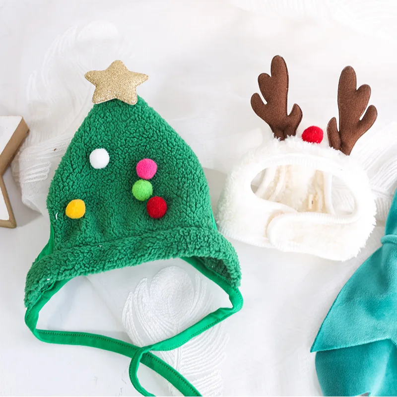 Gorro navideño para mascotas, disfraz de gato, tocado de Navidad, suministros de vestir para vacaciones, gorro de Papá Noel de felpa, accesorios para cachorros y gatos