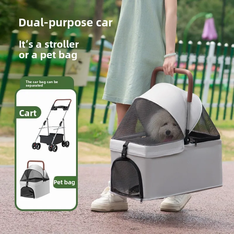 Cochecitos para mascotas, carrito pequeño, carrito para perros, separación de perros y gatos, cochecitos pequeños plegables y ligeros para mascotas - imagen 2