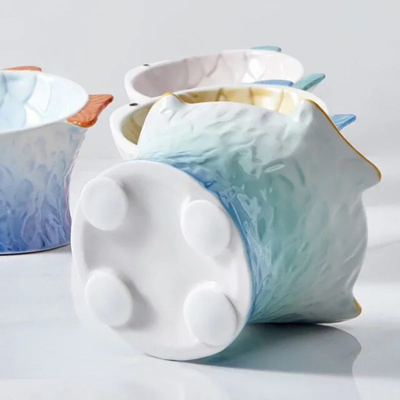 Cuenco de cerámica para gatos y mascotas, plato alimentador de golosinas para perros, plato de alimentación para comer, platos elevados decorativos para gatitos, agua elevada creativa - imagen 4