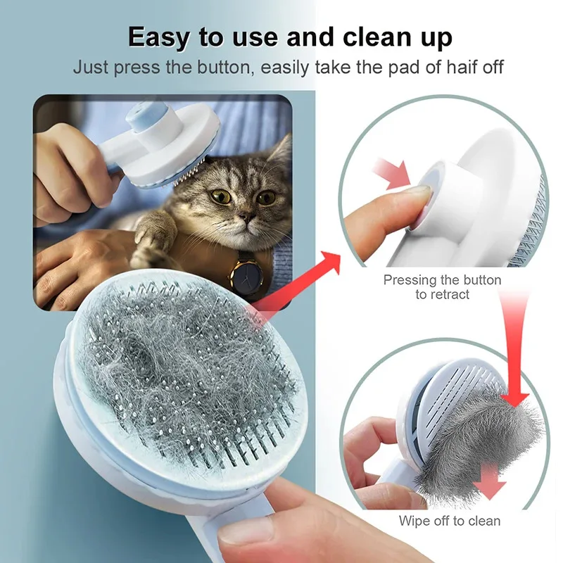 Cepillo para gatos, cepillo para el cuidado de mascotas, para eliminar pelos, removedor de pelo para gatos, peine para quitar el pelo de mascotas, accesorios para el cuidado de cachorros y gatitos - imagen 3