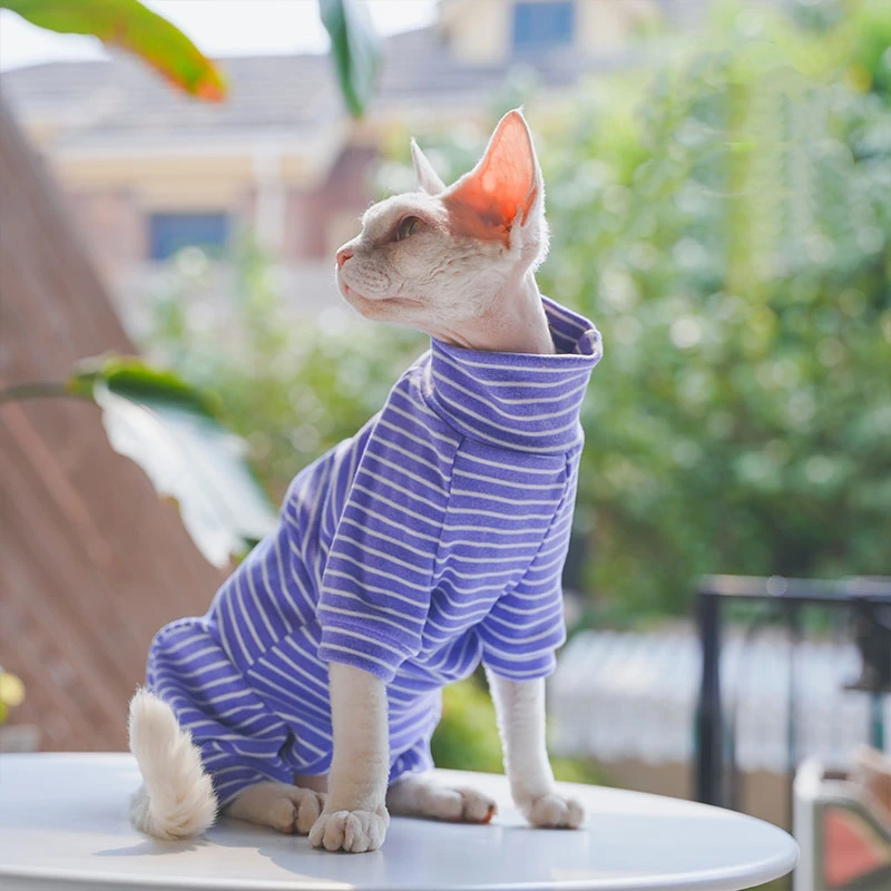 Ropa de invierno para gato, abrigo de algodón pelado de 4 patas para Sphnx, camiseta interior de manga larga para gatitos, mono Devon Rex - imagen 2