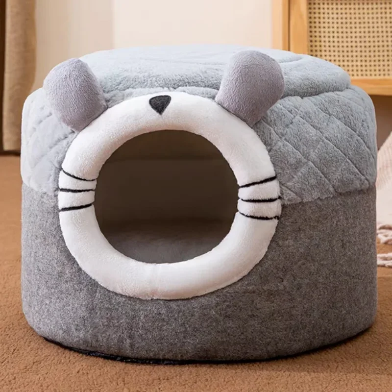 Cama bonita para gatos, casa para perros, Villa de invierno para gatos, perrera para dormir, nido cálido extraíble, tiendas cerradas, sofá cueva, suministros para mascotas, accesorio - imagen 2
