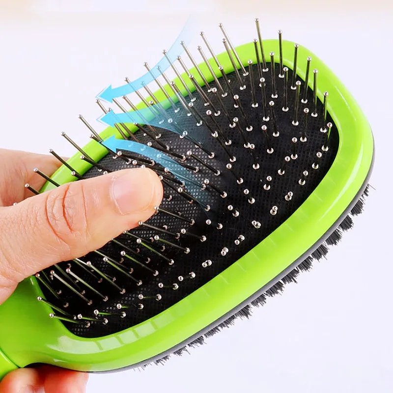 Cepillo para perros, peine de doble cara para perros, removedor de pelo para mascotas, cepillo de masaje para gatos, cepillos para el cuidado de perros, cepillos con mango cómodo para accesorios para mascotas - imagen 2