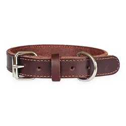 Collar de cuero para perro, collares para perros de cuero auténtico de doble punto auténtico y resistente con Collar ancho de entrenamiento para caminar para perros con hebilla de Metal