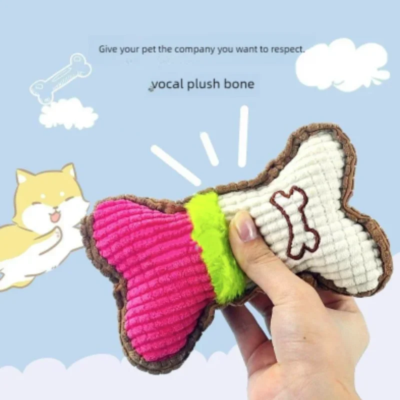 Juguete chirriante de peluche para perros, juguete para masticar hueso para razas pequeñas a medianas, masticadores agresivos, limpieza de dientes de cachorro, juego divertido, accesorio para mascotas, 1 ud. - imagen 5