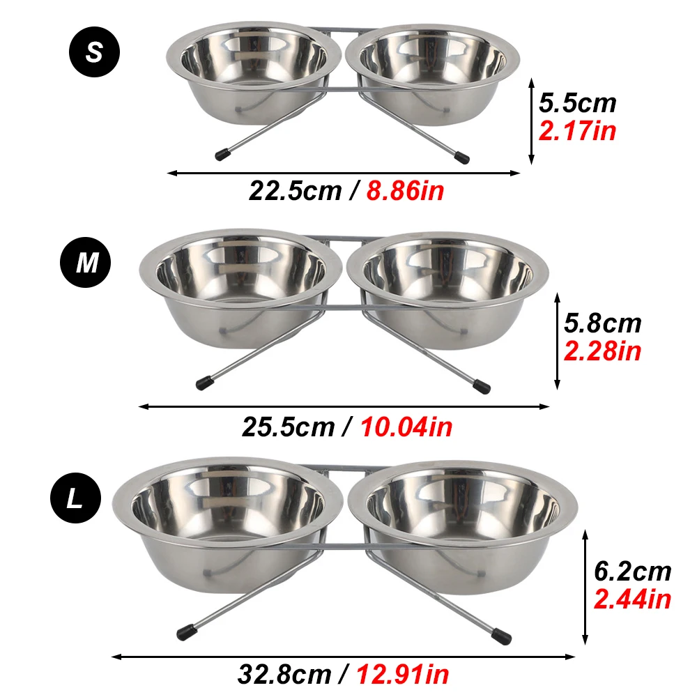 Cuenco doble acero inoxidable antideslizante para perros y gatos - imagen 3