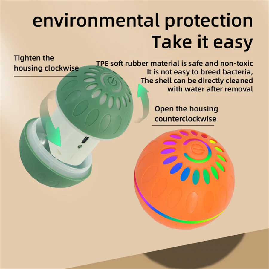 Pelotas de juguete interactivas para perros inteligentes, pelota que rebota en movimiento automático USB para cachorros a perros grandes, pelota electrónica para mascotas, regalo de Navidad - imagen 4