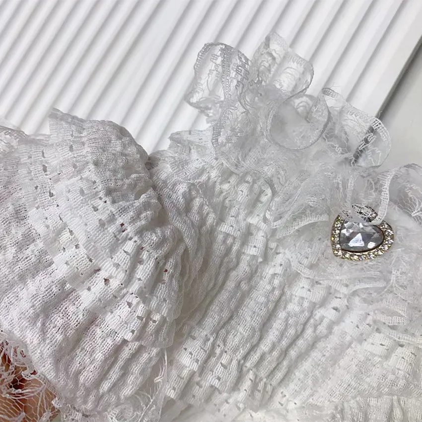 Nueva ropa para gatos, camisa Base de encaje, manga corta, estilo fino de verano, falda de perro estilo princesa de encaje multicapa, camisa Base para gato - imagen 5