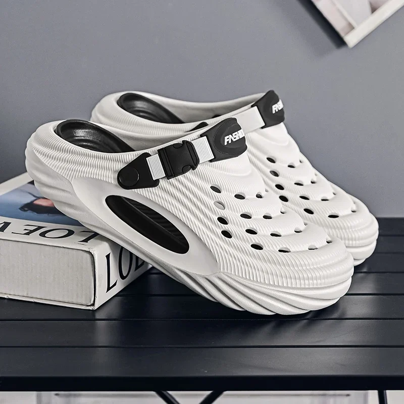 Zapatillas de verano Unisex para hombre, zuecos con plataforma, sandalias de playa para mujer, calzado informal antideslizante para exteriores, sandalias para hombre - imagen 2