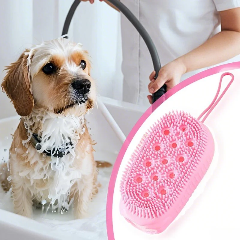 Cepillo de baño para mascotas: depurador exfoliante de silicona suave para masaje y limpieza de champú para perros/gatos, herramienta esencial para el cuidado de mascotas - imagen 2