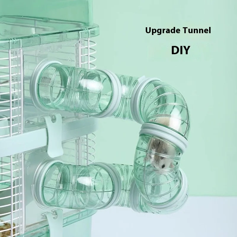 Jaula para hámster de lujo, acrílico transparente, panorámica, 3 capas, hilo dorado, oso, transpirable, impermeable, accesorios especiales para jaula - imagen 3