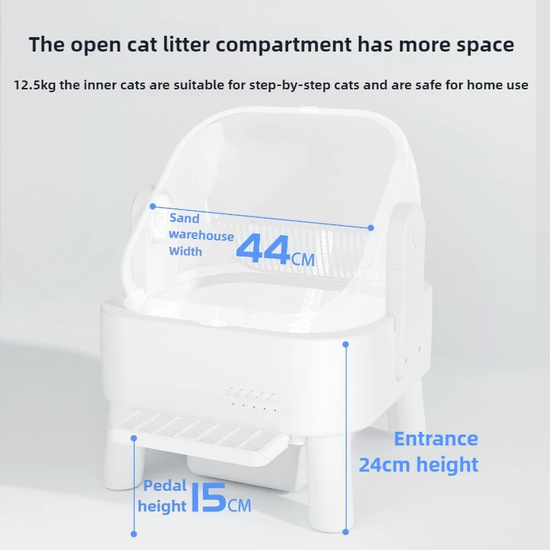 Caja de arena para gatos completamente automática, inodoro para gatos totalmente cerrado, cajas de arena para gatos autolimpiantes extragrandes, caja de arena desodorante para mascotas - imagen 4