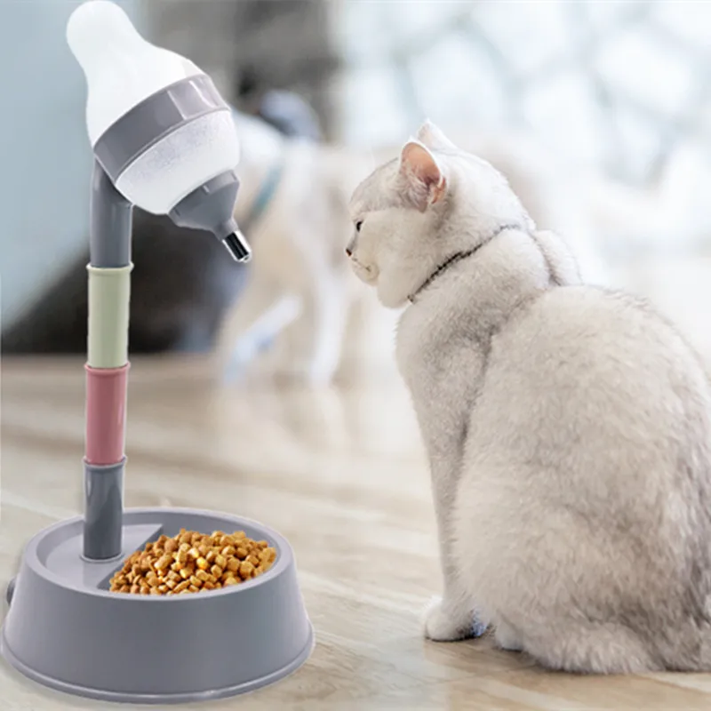 Dispensador de agua de pie para mascotas, cuenco de pie para perros y gatos con poste desmontable, alimentación automática de agua, altura ajustable - imagen 2