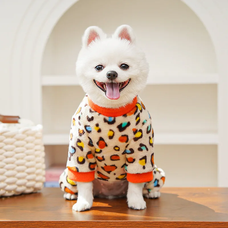 Pijamas para perros con disfraz de dinosaurio, abrigo de terciopelo para perros pequeños, ropa cálida para mascotas para clima frío, diseño de jersey - imagen 3