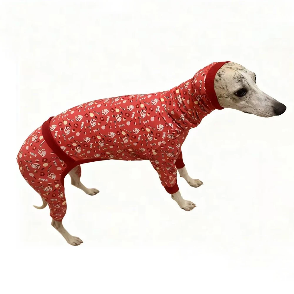 Traje de algodón a rayas de 4 patas para medios pequeños, abrigo grande de cuello alto de galgo italiano, sudadera suave para Whippet en otoño - imagen 4