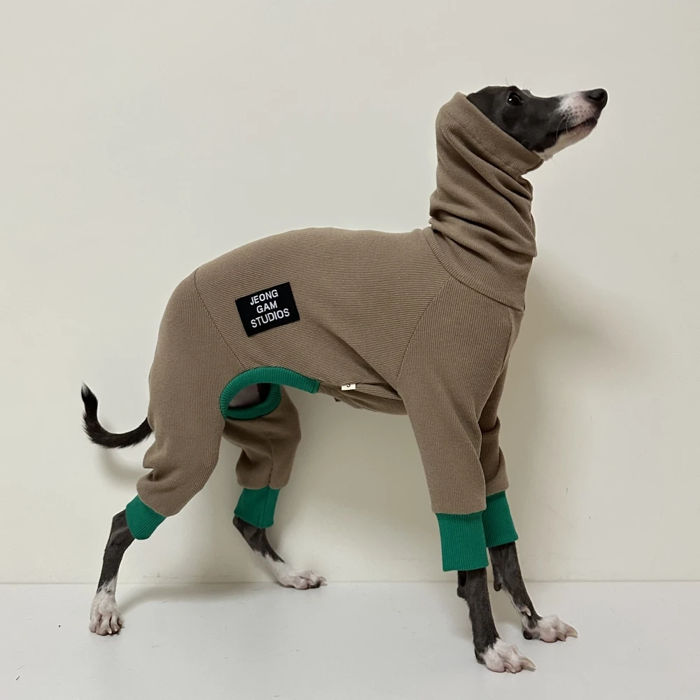 Ropa para perros, ropa bonita de invierno para cachorros, abrigo cálido de algodón de 4 patas para café, sudadera para perro Whippet galgo italiano - imagen 2