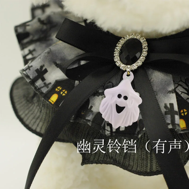Collares ajustables para perros y gatos, Collar de encaje para mascotas fantasma de Halloween, adorno para fotografía de Halloween - imagen 3
