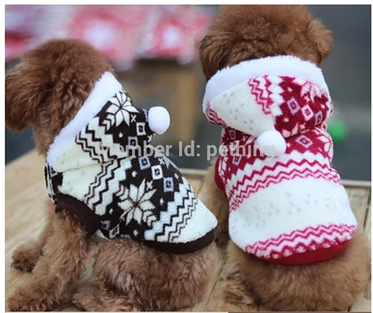 Abrigo de invierno con capucha para perros, patrones navideños, ropa navideña para perros, chaqueta cálida de invierno para mascotas XS -XL, suministro de colores rojo y azul