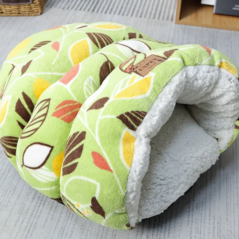 Nido de gato esponjoso cálido invierno lindos zapatillas moda nido especial productos para mascotas semicerrado - imagen 2