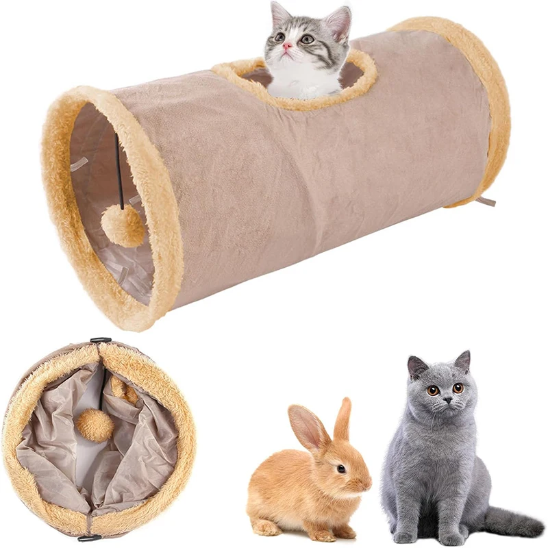 Túnel para gatos, túnel de juguete plegable expandible para gatos con pelota de juego para gatos, cachorros, conejos o animales pequeños, conejillos de indias