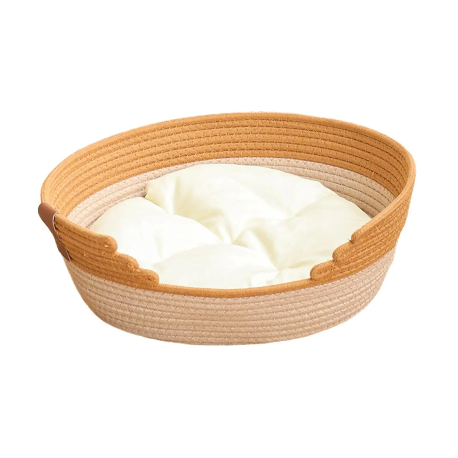 Cat Bed Basket Kitten Bed with Cushion, Breathable, All Four Seasons Lounge Bed, Cat House for Indoor Dogs