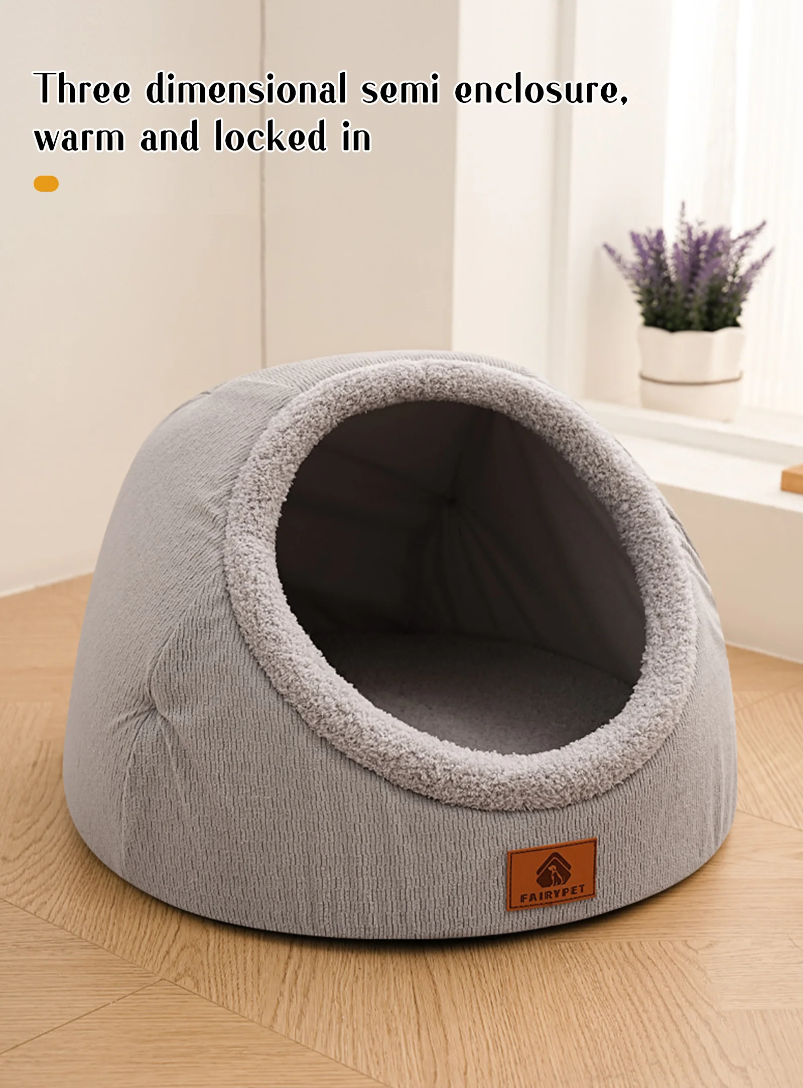 Cama para mascotas en uso con mascota