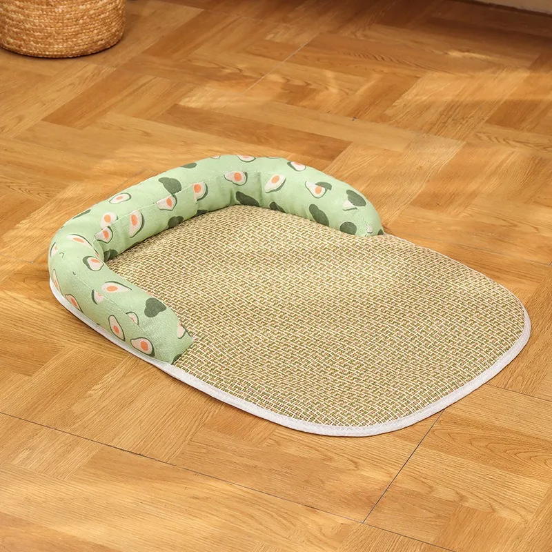 Estera para dormir de verano para mascotas, almohadilla refrescante transpirable, suministros de disipación de calor para gatos, esteras de cama tejidas de mimbre para cachorros y gatitos - imagen 4