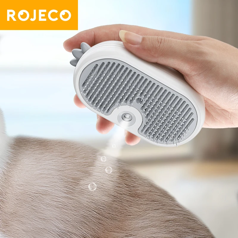 ROJECO peine de vapor para mascotas, cepillos de pulverización eléctricos para perros, peines de depilación, herramientas de aseo para mascotas, cepillos de depilación para gatitos