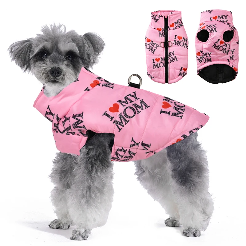 Abrigo cálido para perro, chaqueta con estampado bonito para cachorros de invierno con anillo en D, trajes impermeables con cremallera para mascotas para perros pequeños y medianos, gatos, Chihuahua - imagen 3