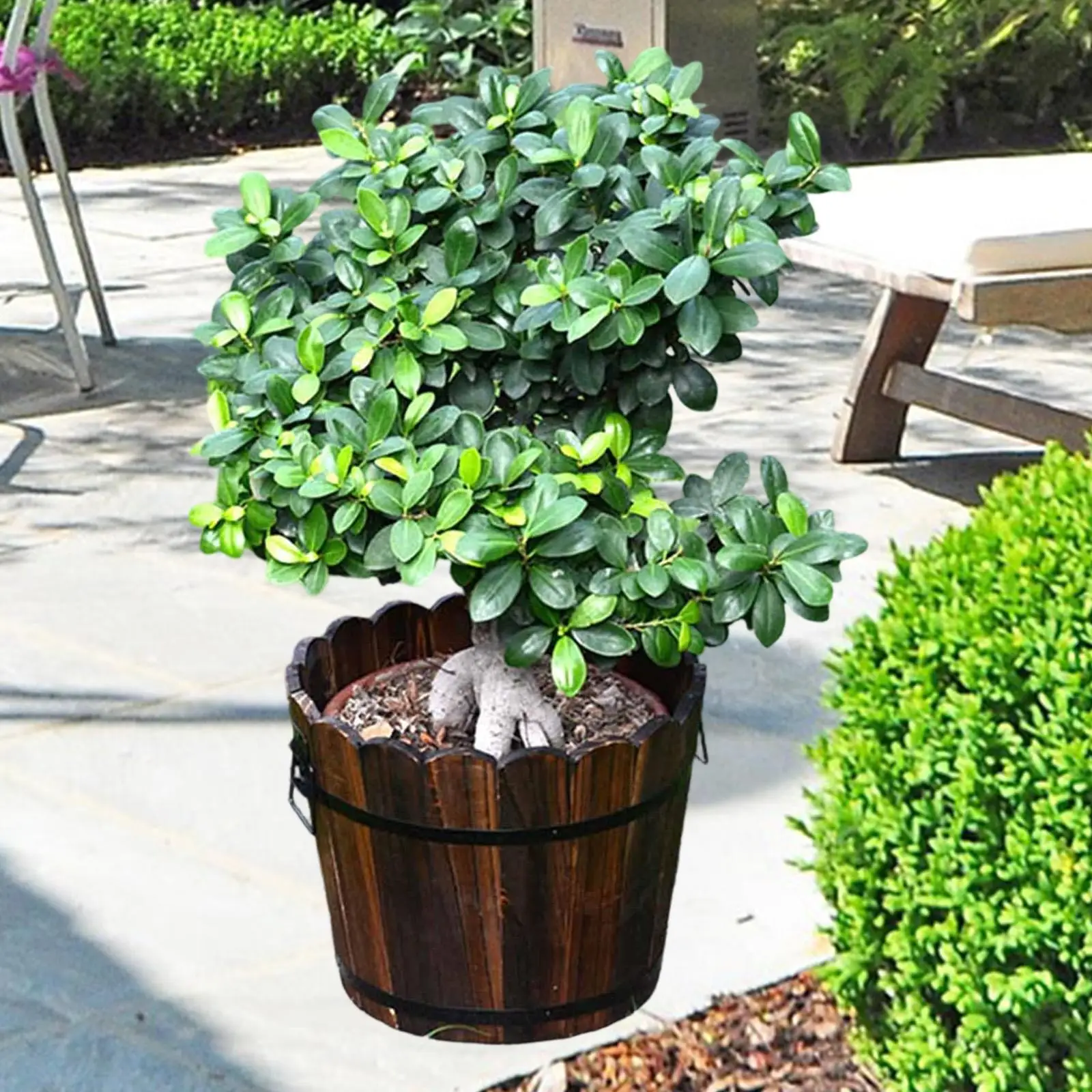 Wood Bucket Planter Vintage Design Flower Pot Flower Holder Floral Arrangement Container for Backyard Garden Indoor Plants Yard Wood Bucket Planter Vintage Design Flower Pot Flower Holder Floral Arrangement Container for Backyard Garden Indoor Plants Yard