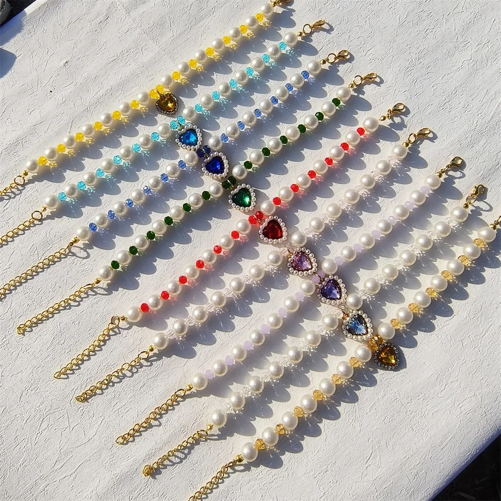 Collar de perlas con personalidad para mascotas, varios colores, con colgante de amor, cuentas espaciadoras de diamantes, Collar para perros y gatos, accesorios para perros y gatos - imagen 2