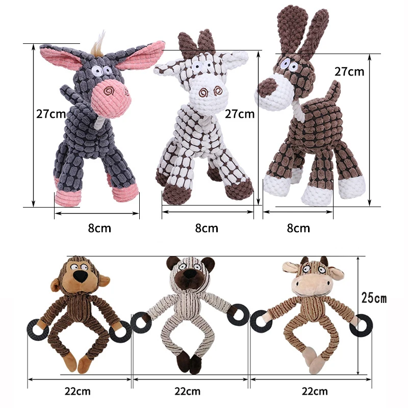 Lindos juguetes de peluche suaves y chirriantes para cachorros, juguetes para masticar para cachorros pequeños con chirridores, diversión interactiva y limpieza dental para su animal doméstico - imagen 4