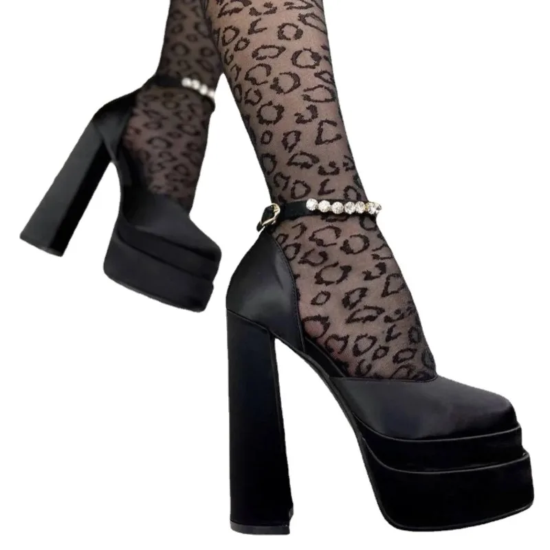 Nuevos zapatos de tacón Retro Mary Jane a la moda para mujer, sandalias de tacón grueso, vestido de plataforma de primavera, zapatos básicos para fiesta y boda, talla grande para mujer - imagen 4