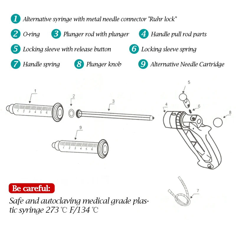 Inyector de báscula semiautomático ajustable, jeringa continua de 25Ml/50Ml, 10 agujas, herramienta veterinaria para pollo y oveja - imagen 5