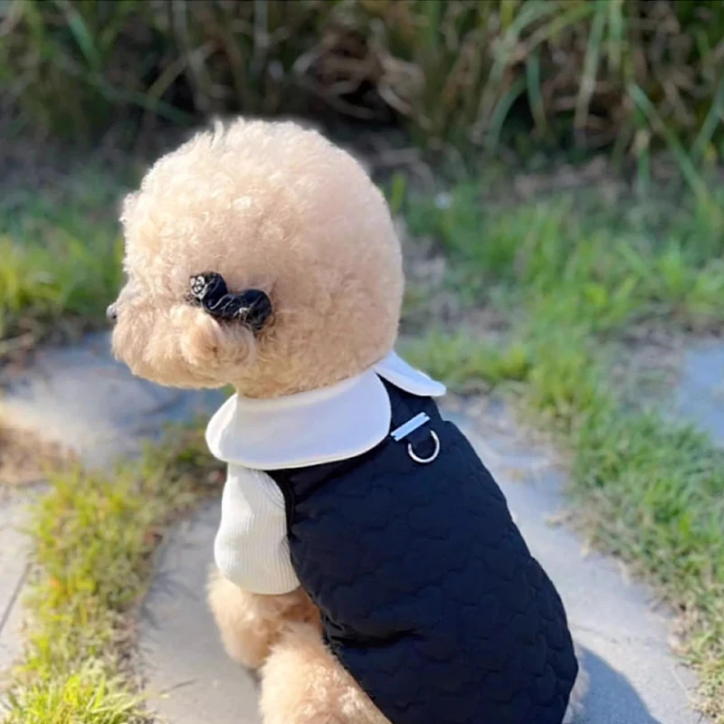 Vestido para perros de invierno, chaleco cálido de algodón blanco y negro para mascotas, ropa para perros pequeños, falda para cachorros, ropa para Chihuahua y Yorkshire, abrigo para perros - imagen 3