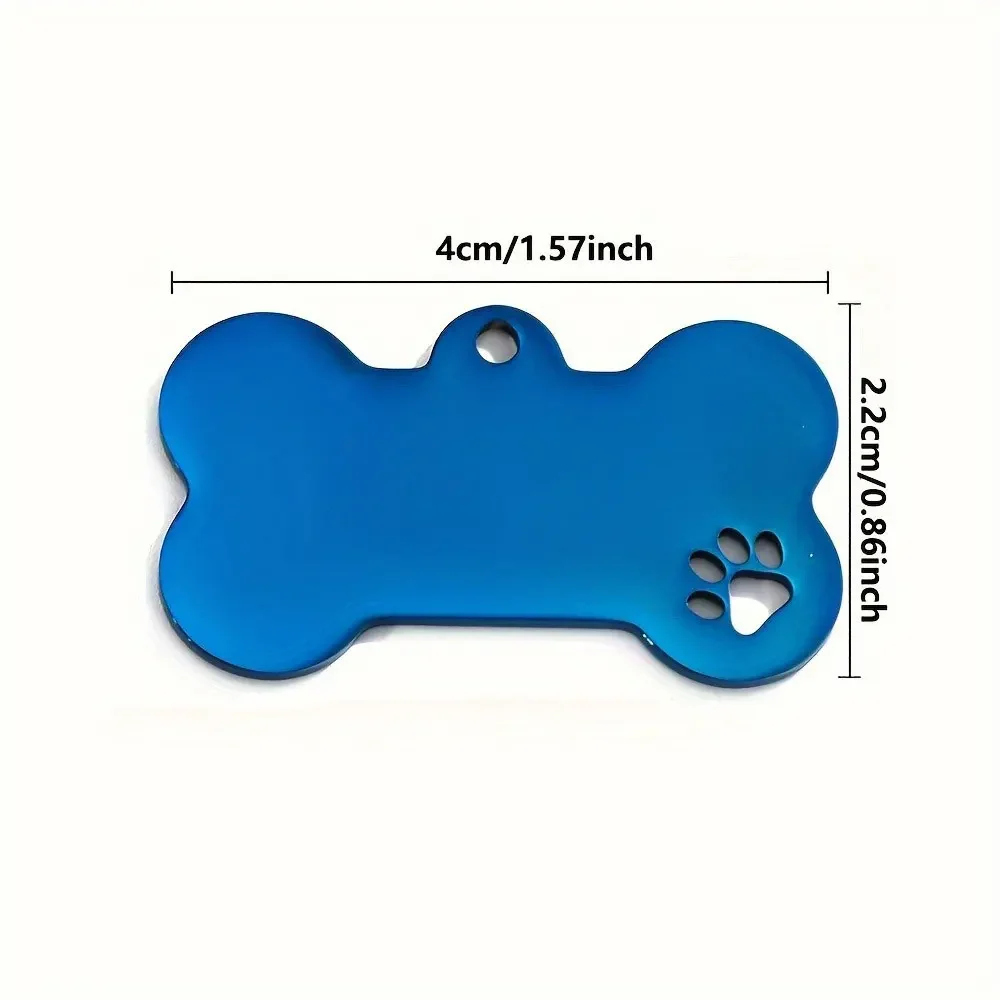 LLavero de hueso de acero inoxidable con forma de pata para bricolaje, etiqueta en blanco para identificación de perros, logotipo personalizado, etiqueta para perro mascota, accesorios para Collar, dije para llave, 10 Uds. - imagen 5