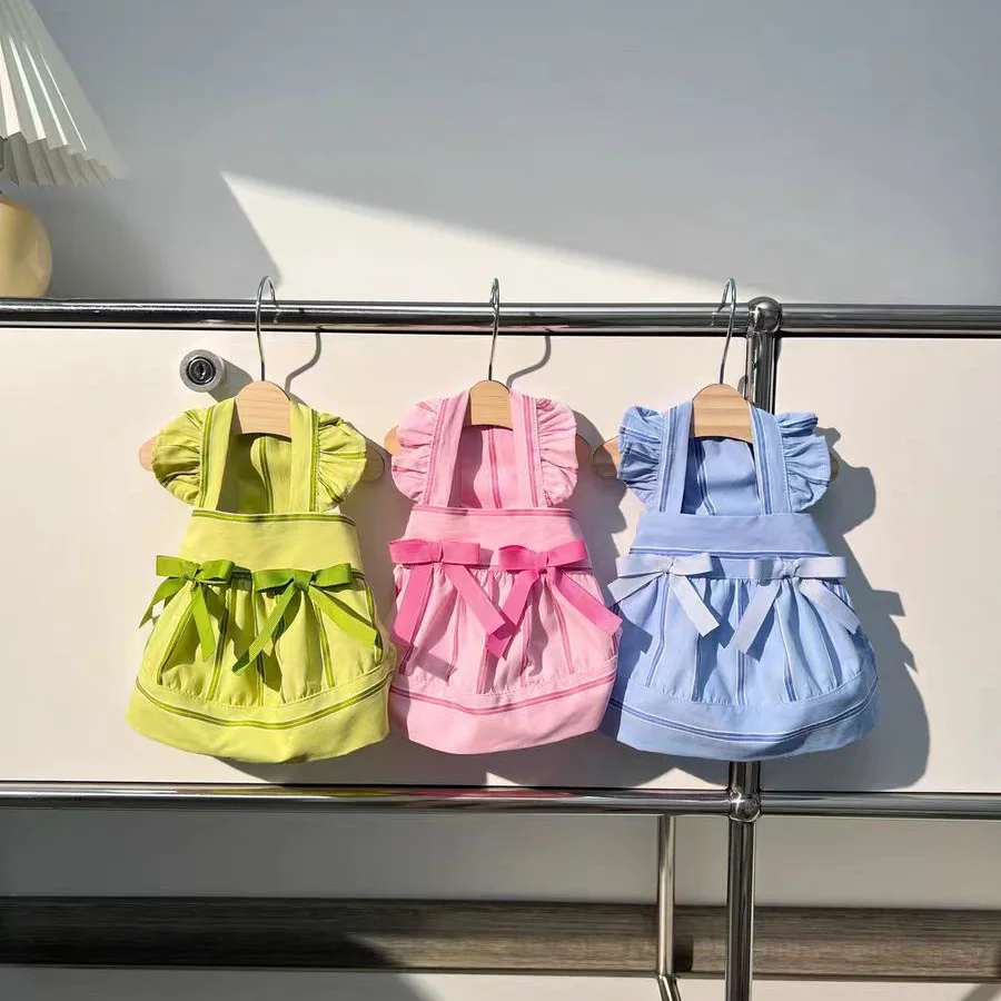 Falda con tirantes de encaje y lazo de primavera para mascotas, vestido de princesa para gatos, falda de peluche para perros pequeños, vestidos para perros pequeños