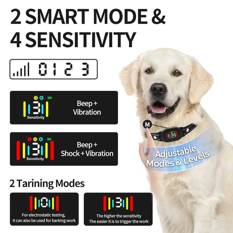 Collar de perro antiladridos automático inteligente tipo C recargable choque vibración parada Collar de entrenamiento de perro perros de todas las tallas