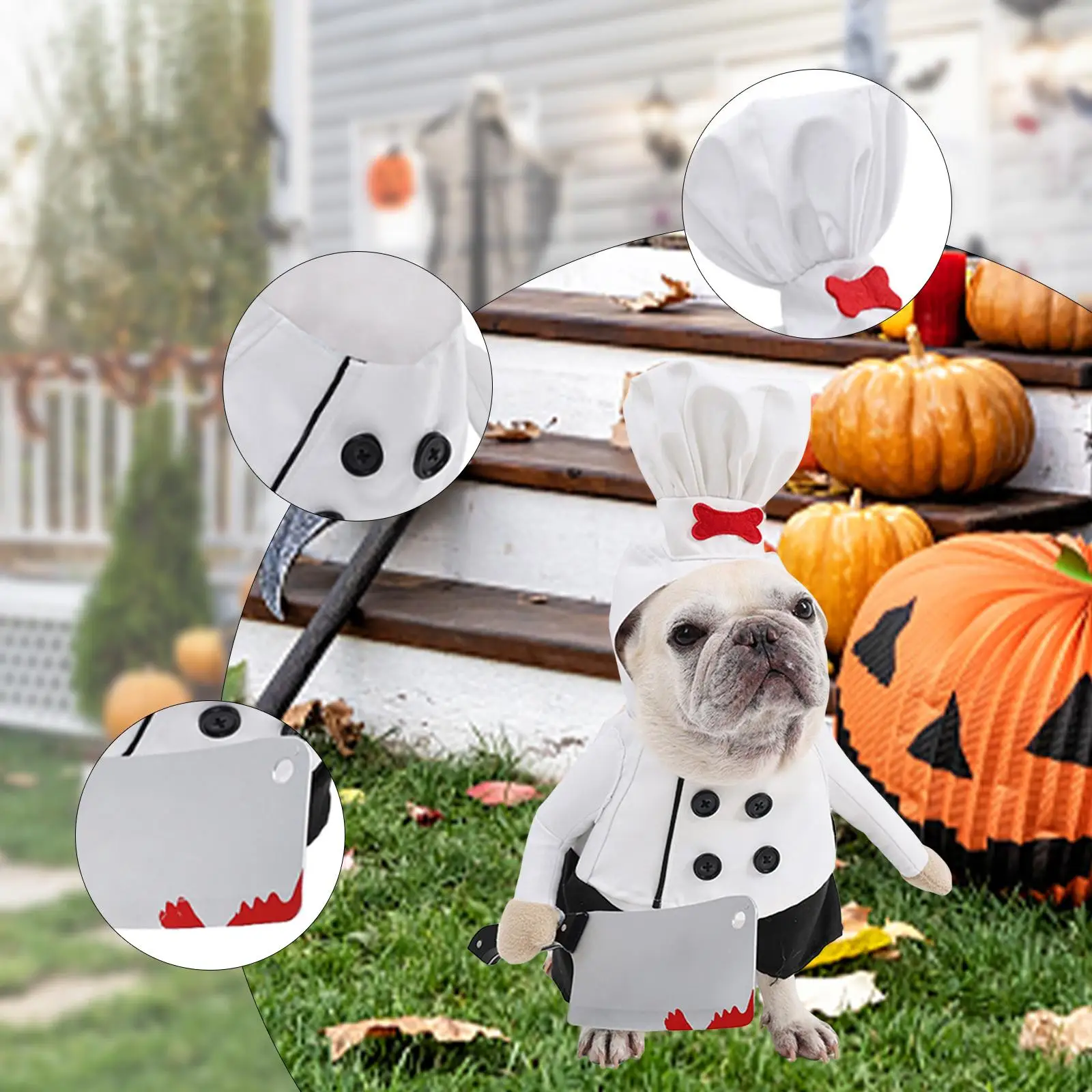 Conjunto de disfraz de sombrero de chef para mascotas, ropa de Halloween para mascotas, ropa para festivales y vacaciones