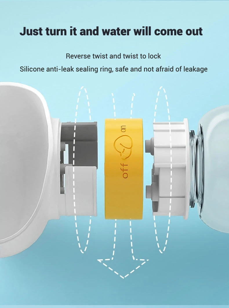 Botella de agua portátil para mascotas de 600ML con diseño a prueba de fugas, dispensador de agua desmontable y fácil de limpiar para perros y gatos, sin BPA para exteriores - imagen 3