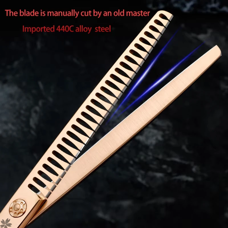 Tijeras rectas de hueso de pescado de oro rosa, 7,5 ", importadas, Material 440, tijeras de recorte especial para Bichón de perros y Mascotas - imagen 2