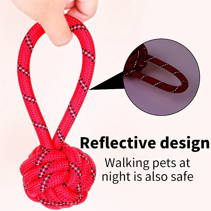 Juguete para perros, cuerdas de algodón, nudo tejido, juguete para perros, cuerda con nudo resistente a mordeduras, juguetes para moler dientes de perro, juguetes a prueba de masticar para entrenamiento de cachorros - imagen 3