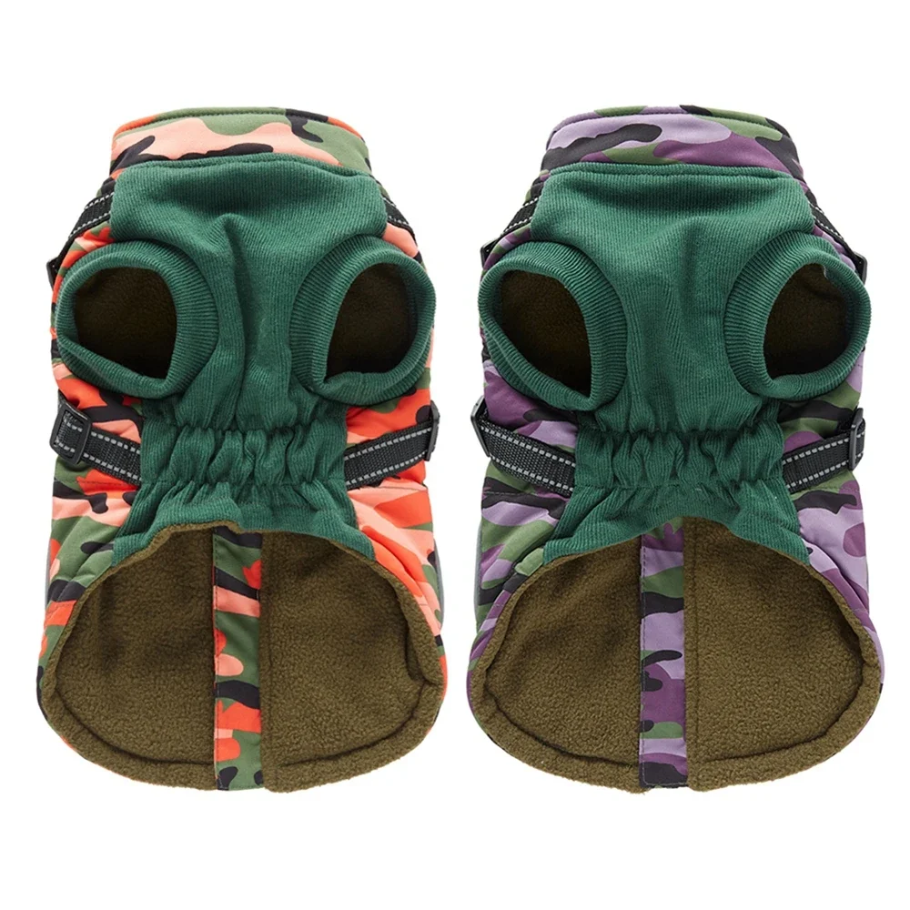 Abrigos militares reflectantes para perros con arnés, abrigo de algodón de espesor cálido para invierno, ropa para cachorros, perros pequeños, medianos y grandes - imagen 4